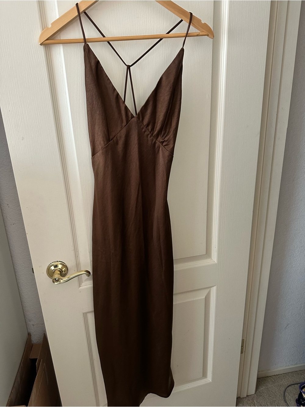Hello Molly Chocolate Brown Spaghetti-Strap Maxi Dress